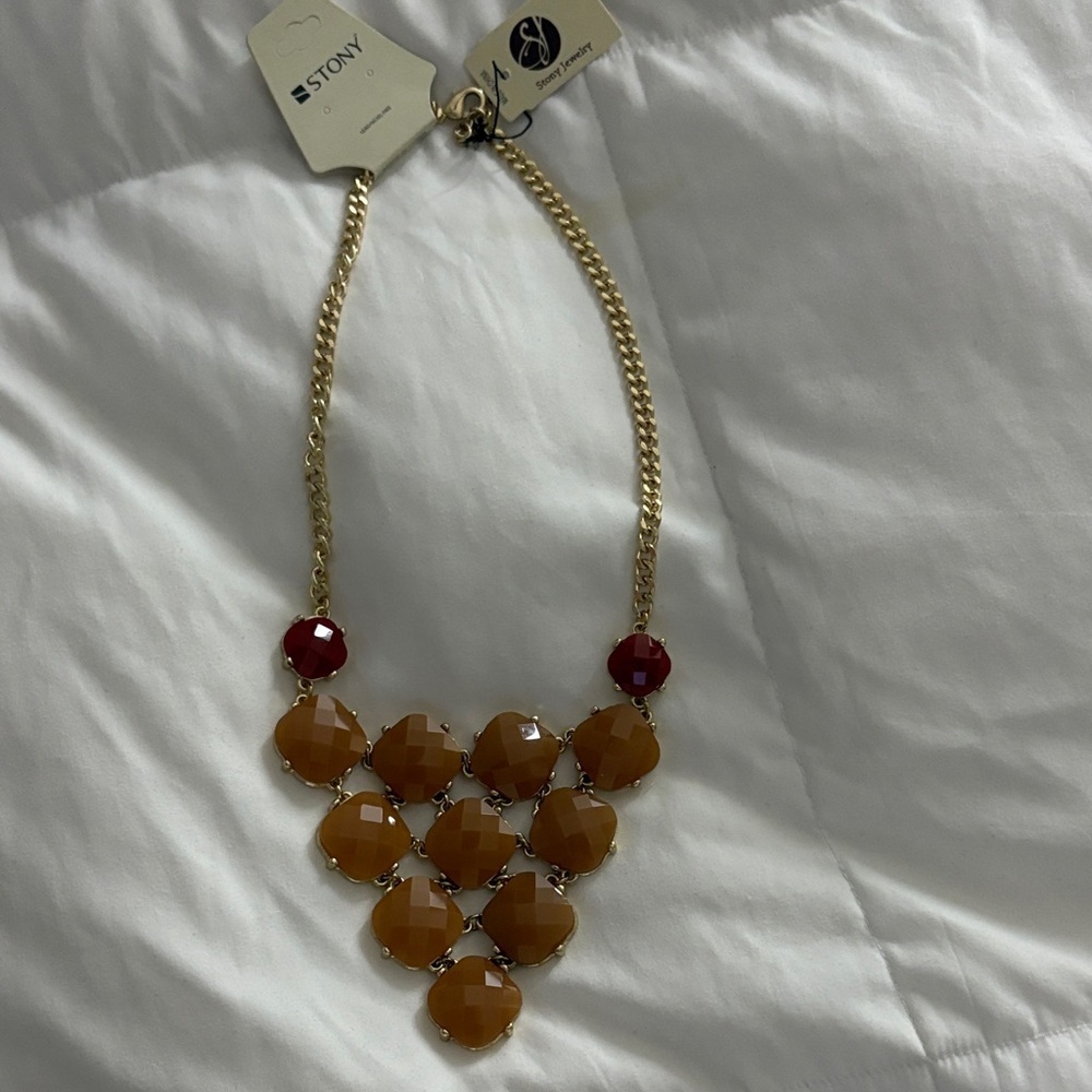 Gold and Red Statement Necklace